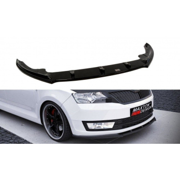 Spoiler pod predný nárazník Ver.1 pre Škoda Rapid, Maxton Design (čierny lesklý plast ABS)