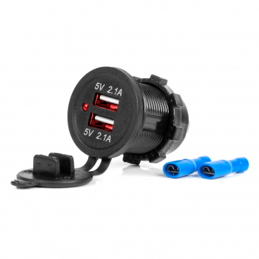Vodotesná nabíjačka so zásuvkami 2x USB 12V 24V MOD-04