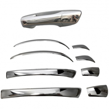 Nerez leštené kryty kľučiek OMTEC Škoda Superb II 2009+, Golf, Alhambra, Sharan (len predná časť bez bokov)