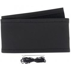 Poťah na volant kožený čierny / čierny šev (pre priemer 39-41 cm