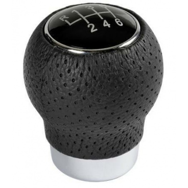 Hlavica radiacej páky kožená čierna s dierovaním