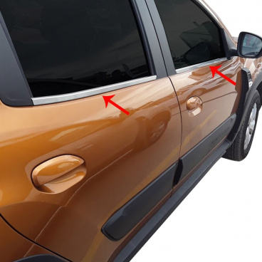 Nerez lišty okien Omtec Dacia Duster 2018+ leštené prevedenie 4 ks