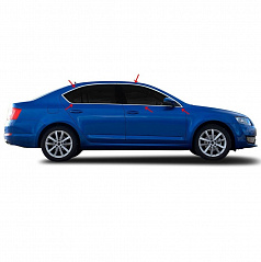 Nerez lišty bočných okien Omtec Škoda Octavia III 10 dielna sada (nie pre kombi)