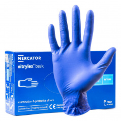 Nitrilové rukavice modré Mercator Nitrylex Basic veľkosť M 100 ks.