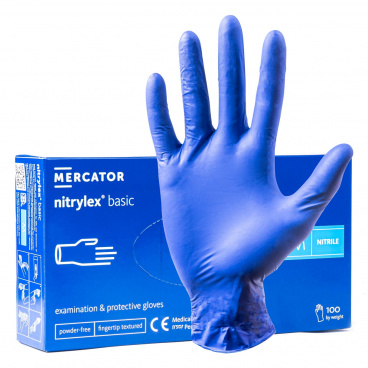Nitrilové rukavice modré Mercator Nitrylex Basic veľkosť M 100 ks.