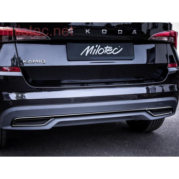 Dummy koncovky výfuku s dekor lištou nárazníka, čierny lesklý "klavírlak", Škoda Kamiq 2019+