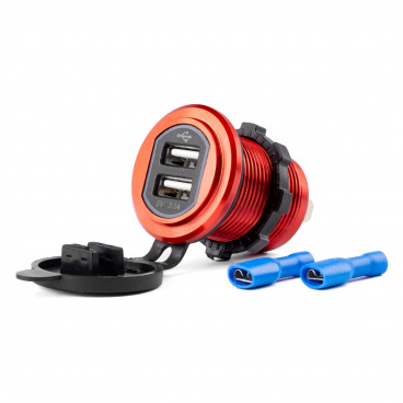 Vodotesná nabíjačka so zásuvkami 2xUSB 12V 24V MOD-10