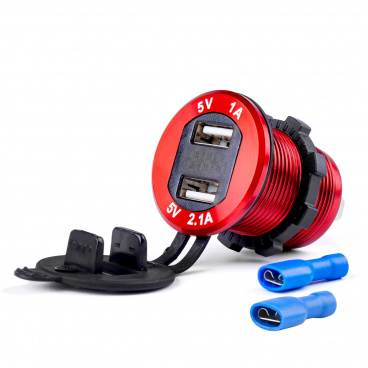 Vodotesná nabíjačka s testerom napätia 2x USB 12V 24V MOD-11