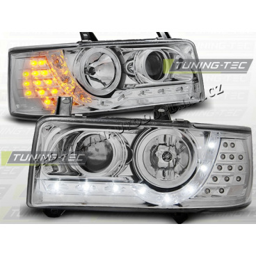 VW T4 1990-03 transporter predné číra svetla Daylight LED chrome LED indication (LPVWF0) VW T4 1990-03 transporter predné číra svetla Daylight LED chrome LED indication (LPVWF0)