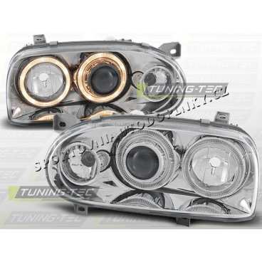 VW Golf III 1991-97 Predné číre svetlá Angel Eyes chrome (LPVW47)