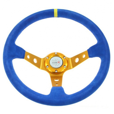Športový volant WRC Rally modrý - zlatý stred 350 mm Športový volant WRC Rally modrý - zlatý stred 350 mm