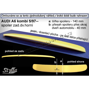 AUDI A6 COMBI 97+ krídlo zadné horné (EÚ homologácia) AUDI A6 COMBI 97+ krídlo zadné horné (EÚ homologácia)