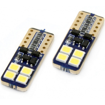 Žiarovky 8 SMD 2835 LED T10 (W5W) 12V biela CAN-BUS krátka Žiarovky 8 SMD 2835 LED T10 (W5W) 12V biela CAN-BUS krátka