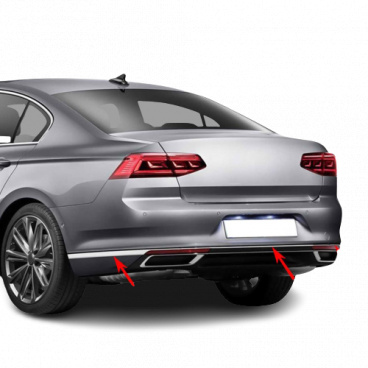 Nerez chrom lišty zadního nárazníku 3 ks Omtec VW Passat 2019+ Facelift Nerez chrom lišty zadního nárazníku 3 ks Omtec VW Passat 2019+ Facelift