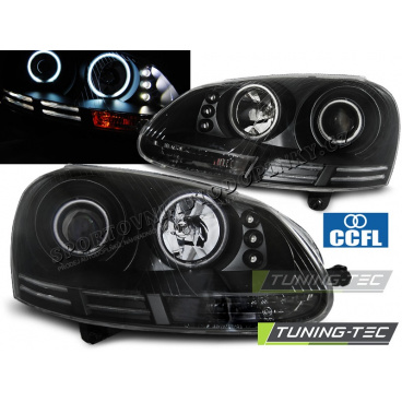 VW Golf 5 10.2003-09 predné číre svetlá Angel Eyes CCFL black (LPVWJ1)