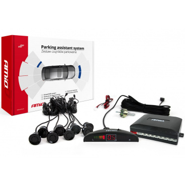 Parkovací systém s LED aj akustickou signalizáciou 8 čiernych senzorov (predok + zadok)