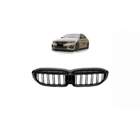 Gril BMW 3 G20 G21 dvojité rebrovanie Lesklá čierna