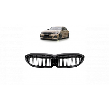 Gril BMW 3 G20 G21 dvojité rebrovanie Lesklá čierna Gril BMW 3 G20 G21 dvojité rebrovanie Lesklá čierna