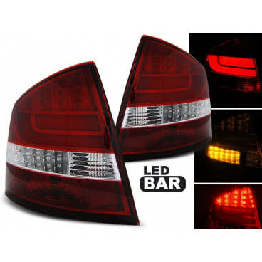 Škoda Octavia 2 sedan 2004-12 zadné lampy red white LED BAR (LDSK11)