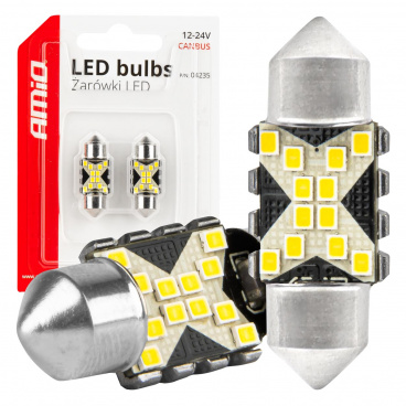 LED žiarovky CANBUS Festoon C5W 12SMD 2016 31mm Biela 12V 24V AMIO-04235