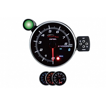 Hodiny Depo PK DUAL 95mm - Otáčkomer Diesel