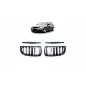 Mriežka BMW 3 E90 E91 dvojité rebrovanie Lesklá čierna
