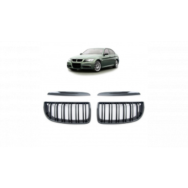 Mriežka BMW 3 E90 E91 dvojité rebrovanie Lesklá čierna