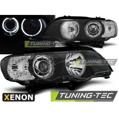 BMW X5 E53 09.1999-10.2003 predné číre svetlá LED Angel Eyes Xenon black (LPBMD3)