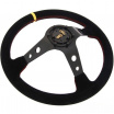Športový volant WRC čierny semiš 350 mm (červený steh)
