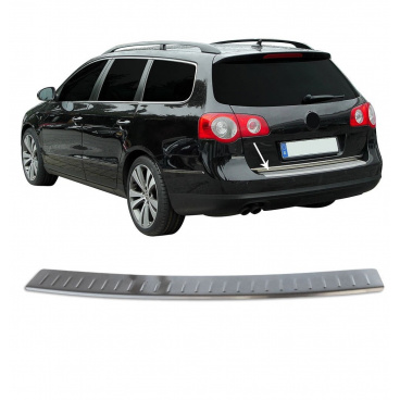 Nerez brúsený kryt prahu zadného nárazníka Omtec VW Passat B6 2005-10 kombi Nerez brúsený kryt prahu zadného nárazníka Omtec VW Passat B6 2005-10 kombi