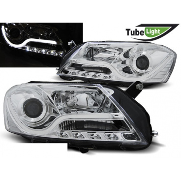 VW Passat B7 10.10-10.14 predné číre svetlá LED Tube Light chrome (LPVWI2)