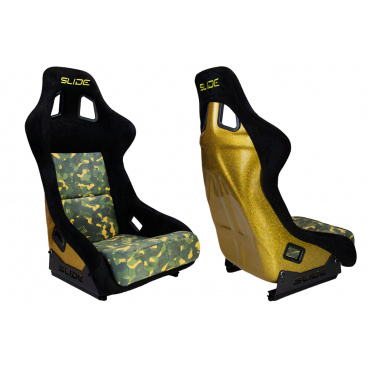 Športové kreslo SLIDE KS2 Premium Camouflage Dark Green Velur & Yellow Glitter Športové kreslo SLIDE KS2 Premium Camouflage Dark Green Velur & Yellow Glitter