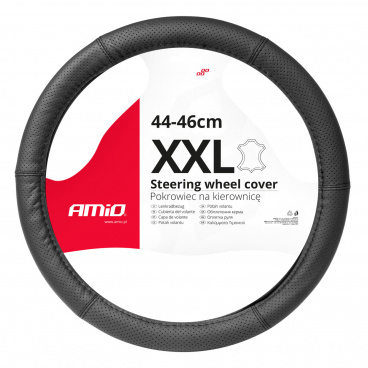Kožený perforovaný poťah na volant automobilu XXL 44-46cm SWC-50-XXL AMIO-03559