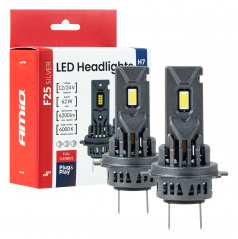 Automobilové LED žiarovky F25 SILVER FULL CANBUS 62W H7 H18 12V 24V AMIO-04704
