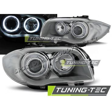 BMW 1 E87 / E81 2004-07 predné číre svetlá Angel Eyes chrome (LPBMD4)