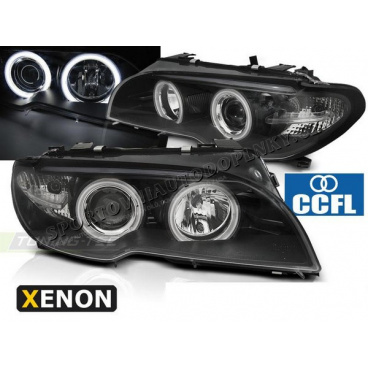 BMW E46 04.2003-06 Coupe, Cabrio predné číre svetlá Angel Eyes CCFL Xenon black (LPBMH5)