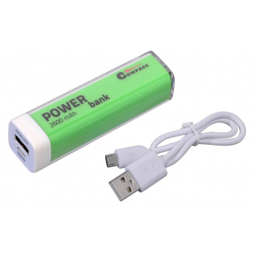POWER BANK 2600mm + 30cm kábel, zelený