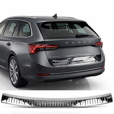 Nerezový leštený kryt hornej hrany zadného nárazníka Škoda Octavia IV 2020+ kombi Nerezový leštený kryt hornej hrany zadného nárazníka Škoda Octavia IV 2020+ kombi