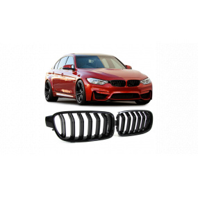 Mriežka BMW 3 F30 F31 dvojité rebrovanie Lesklá čierna