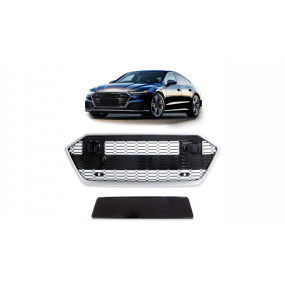 Gril Audi A7 C8 Strieborný & Lesklý Čierny