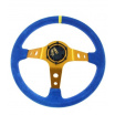 Športový volant WRC Rally modrý - zlatý stred 350 mm