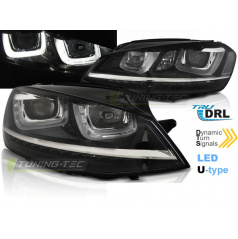 VW Golf 7 11.12-17 predné číre svetlá U-Type black DRL SEQ (LPVWP6)