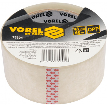 Páska balící PP průhledná, 48 mm x 66m Páska balící PP průhledná, 48 mm x 66m