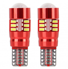 Žiarovky 27 SMD LED T10 (W5W) 12V biela CAN-BUS s šošovkou