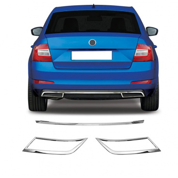 Nerez leštený zadný difúzor 3 ks Omtec Škoda Octavia III sedan Nerez leštený zadný difúzor 3 ks Omtec Škoda Octavia III sedan