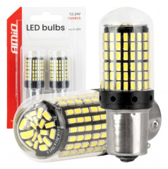 LED žiarovky CANBUS BA15S P21W R10W R5W 600LM 144SMD biele 12V 24V