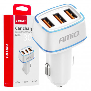 Autonabíjačka 3x USB-A 30W AMIO-03889 Autonabíjačka 3x USB-A 30W AMIO-03889