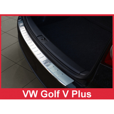 Nerez kryt ochrana prahu zadného nárazníka Volkswagen Golf V Plus 2005-09 Nerez kryt ochrana prahu zadného nárazníka Volkswagen Golf V Plus 2005-09