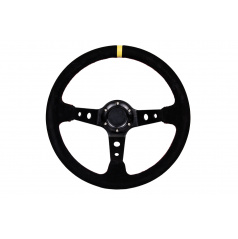 Športový volant WRC čierny semiš 350 mm (červený steh)