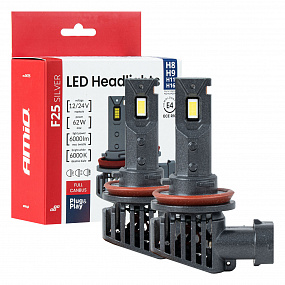 Autožiarovky LED F25 SILVER FULL CANBUS 62W H8 H9 H11 H16 12V 24V AMIO-04705